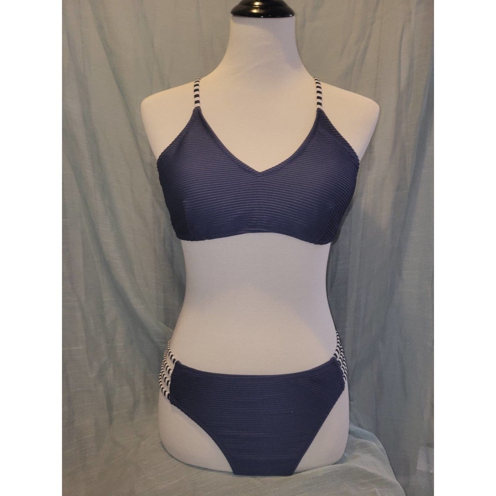 NWOT bikini xl navy blue and white strappy
